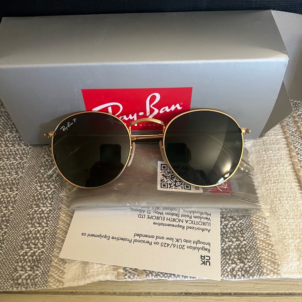 BNWT Ray Ban POLARIZED round metal glasses